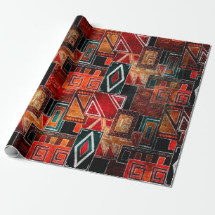 Papier Cadeau Amérindiens grunge ornemental motif arrière - pl