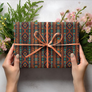 Papier Cadeau Amérindiens Motifs Boho Culture Arts Abstraits