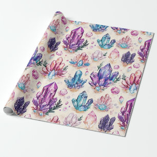 Papier Cadeau Améthyste Boho & Cristal de Quartz Zen