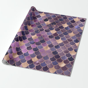 Papier Cadeau Améthyste et or Échelles de sirène Papier d'envelo