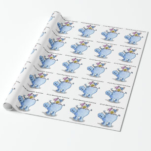 Papier Cadeau Amis en plumes fines - Hippo et oiseaux