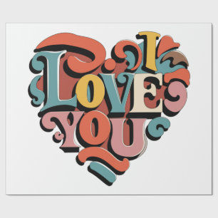 Papier Cadeau Amour à Cœur Rétro Psychedelia