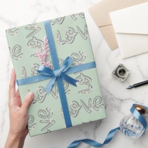 Papier Cadeau Amour Amande Blossoms Sur Sage Green