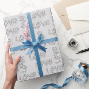 Papier Cadeau Amour Amandes Fleurit Sur Argent
