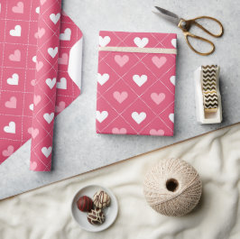 Papier Cadeau Amour amusant Coeur rose Motif diagonal