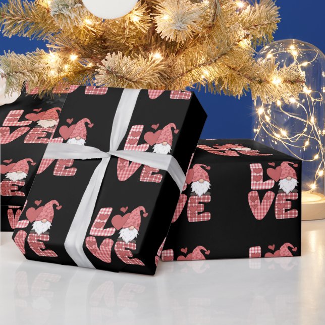 Papier Cadeau Amour Coeur mignon Gnome Saint Valentin (Vacances)