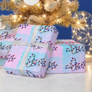 Papier Cadeau "Amour" dans les lumières de Noël, Snowflakes blan