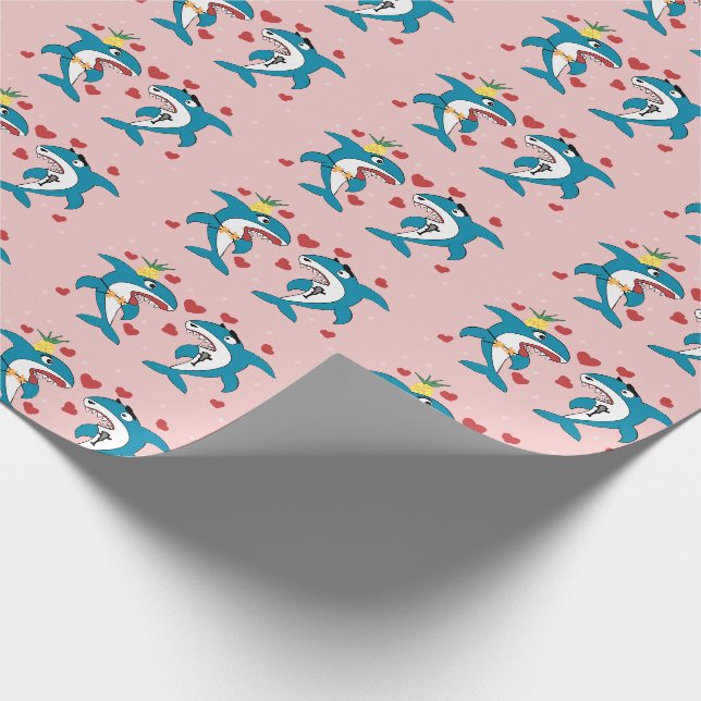 Papier Cadeau Amour de requins (Coin)