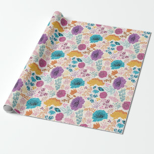 Papier Cadeau Amour en Fleurs Mariage Romantique Rose Violet