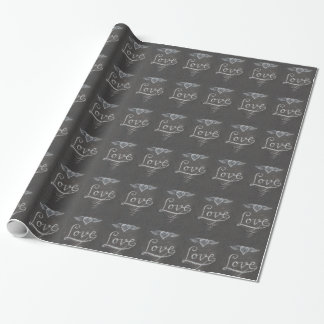 Papier Cadeau Amour et cœur à la craie sur tableau noir