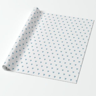 Papier Cadeau Amour Moderne Cœur Bébé Bleu Aquarelle
