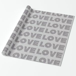 Papier Cadeau Amour Parties scintillant argent