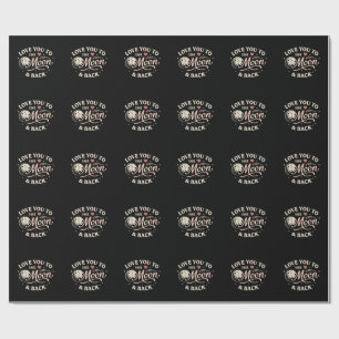 Papier Cadeau Amour pour toi jusqu'à la Lune Rétro Classique Sai