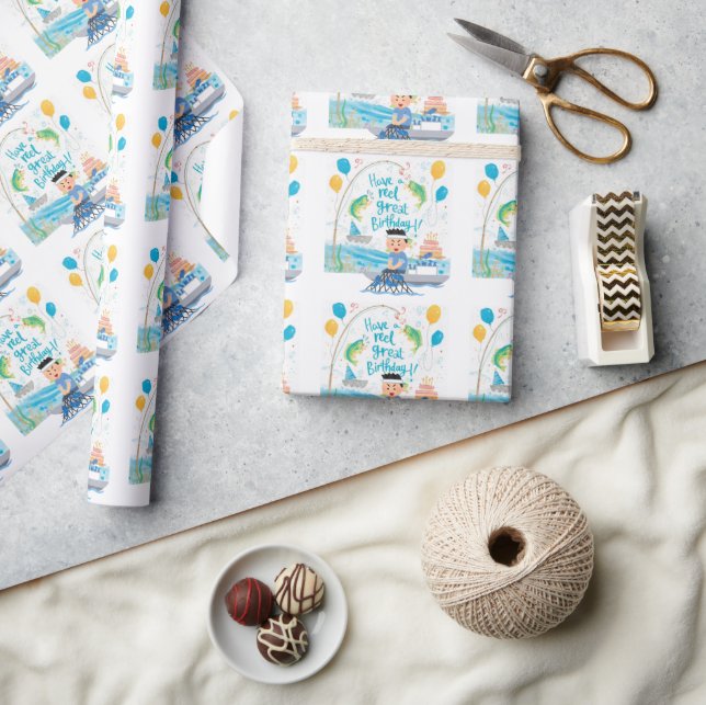 Papier Cadeau Amoureux de la pêche thème Anniversaire (Artisanat)