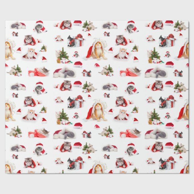 Papier Cadeau Amoureux de les chats adorables chatons de Noël (Couture)