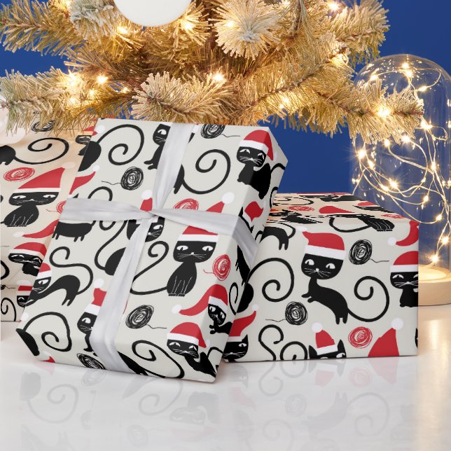 Papier Cadeau Amoureux de les chats festifs Noël (Vacances)