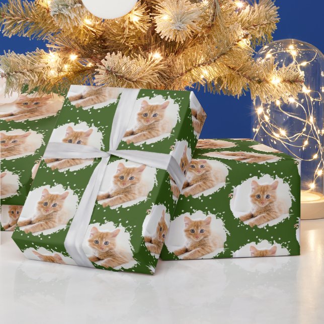 Papier Cadeau Amoureux de les chats mignons Motif photo personna (Vacances)