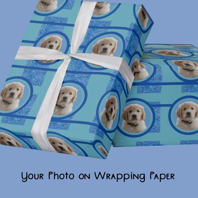 Papier Cadeau Amoureux de les chiens bleus et aqua Papier d'enve (Créateur téléchargé)