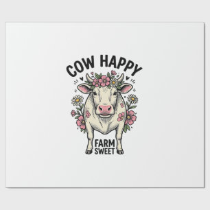 Papier Cadeau Amoureux de vaches mignonnes Art animalier de ferm