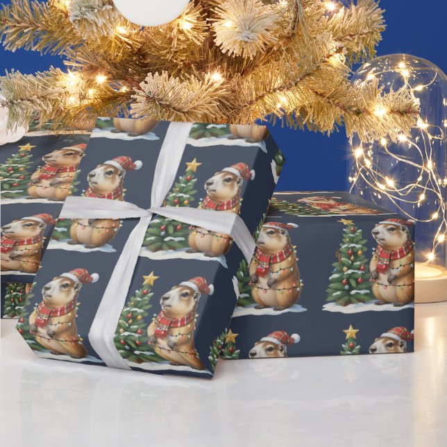 Papier Cadeau Amoureux des animaux de Noël Capybara Noël (Vacances)