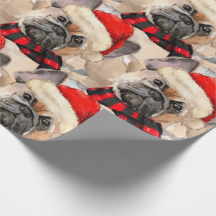 Papier Cadeau Amoureux des chiens à motif français Bulldog Noël