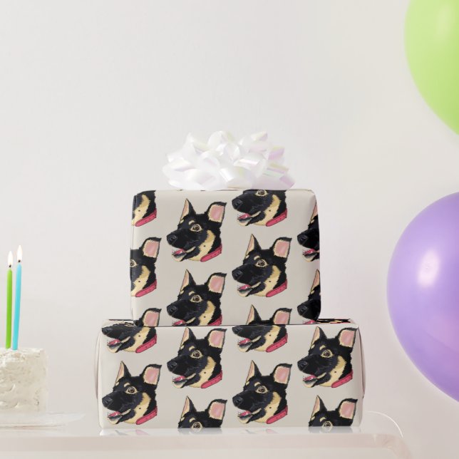 Papier Cadeau Amoureux des chiens chiot allemand (Cadeaux de fête)