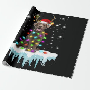 Papier Cadeau Amoureux des chiens  Chocolat Labrador Christmas L