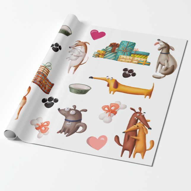 Papier Cadeau Amoureux des chiens Cute (Déroulé)