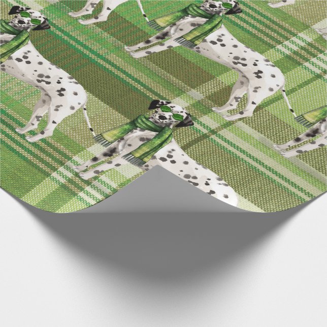 Papier Cadeau Amoureux des chiens Dalmatien Plaid Noël (Coin)