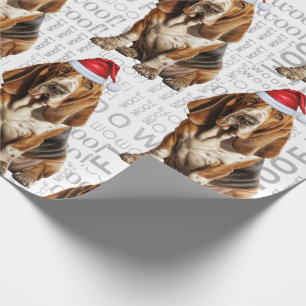 Papier Cadeau Amoureux des chiens de vacances Basset Hound Noël