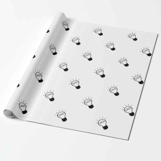 Papier Cadeau Ampoule en noir et blanc (Déroulé)
