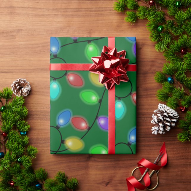Papier Cadeau Ampoules de Noël brillantes (Cadeau de vacances)