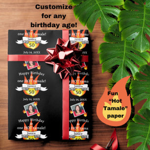 Papier Cadeau Amusant 50e anniversaire "Hot Tamale" drôle photo