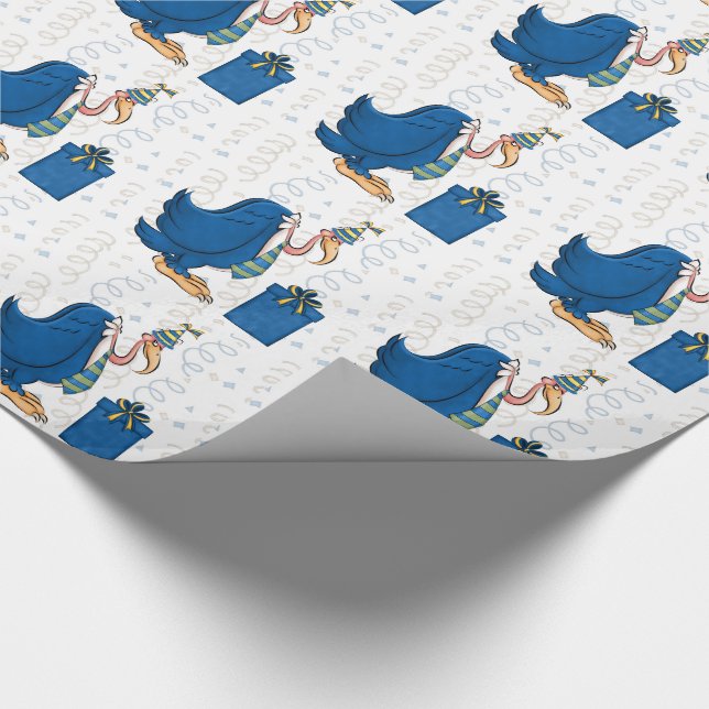 Papier Cadeau Amusant Anniversaire Vieux Homme Buzzard en Bleu C (Coin)