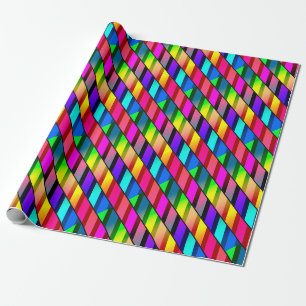 Papier Cadeau [Amusant avec des rayures] Motif #7b Mosaic Arc-en