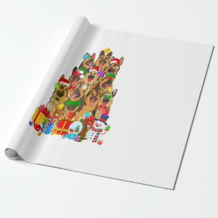 Papier Cadeau Amusant berger allemand Noël Arbre Lumière Cadeau