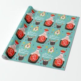 Papier Cadeau Amusant bleu Kawaii Sushi Lover Joyeux Noël