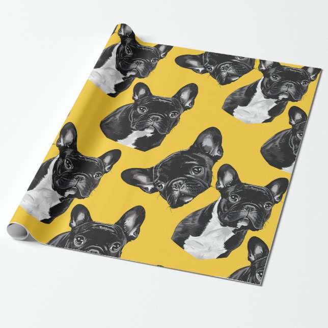 Papier cadeau amusant Bouledogue français (Déroulé)