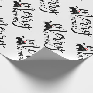 Papier Cadeau Amusant Chat Noir Motif Joyeux Catmas Chrismtas