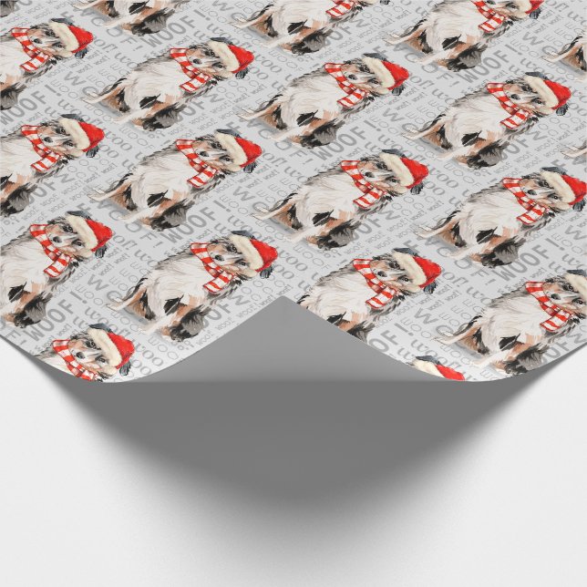 Papier Cadeau Amusant chien australien berger Noël (Coin)
