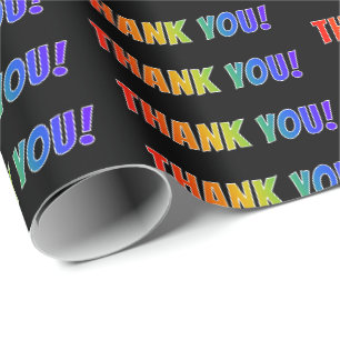 Papier Cadeau Amusant, Coloré, Vibrant, Arc En Ciel "MERCI"!