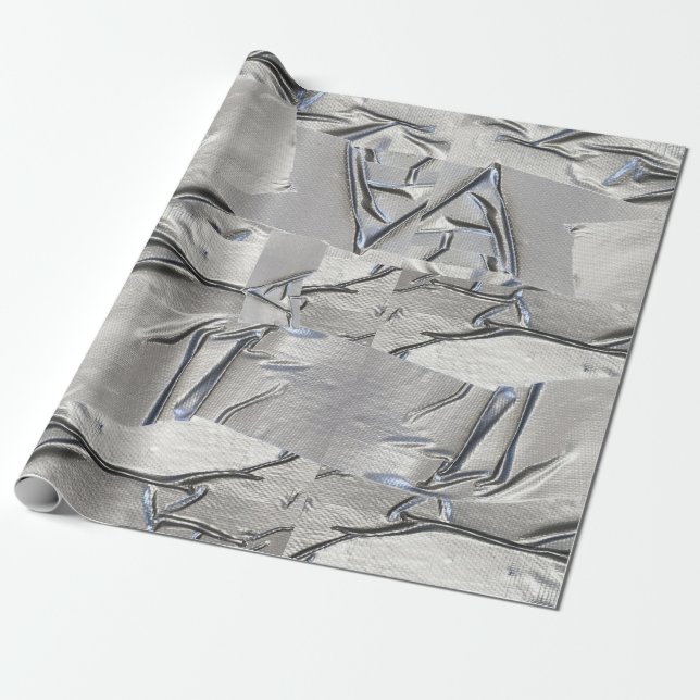 Papier Cadeau Amusant Ducky Bande Argent (Déroulé)