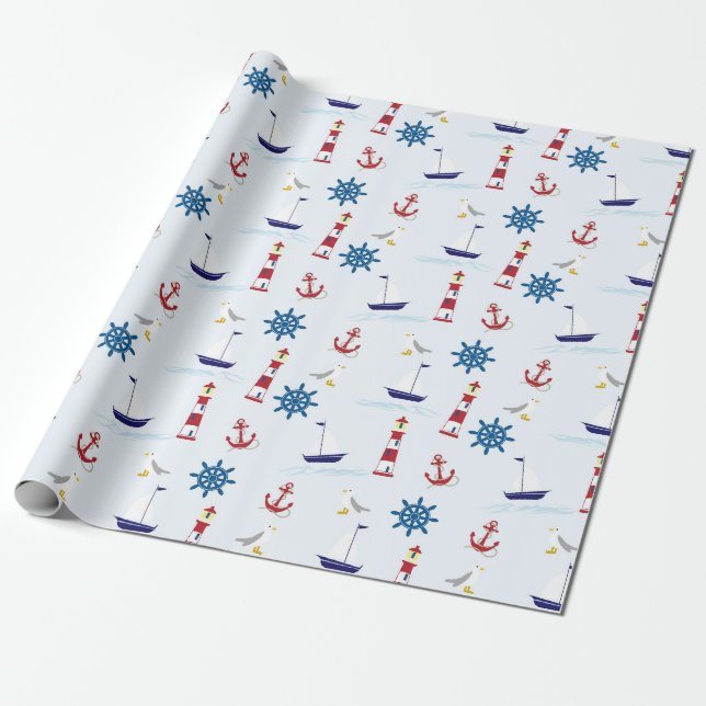 Papier Cadeau Amusant et simple nautique (Déroulé)