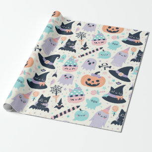Papier Cadeau Amusant Halloween Pastel Motif