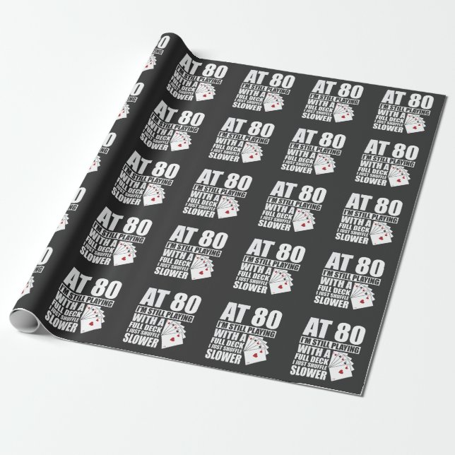 Papier Cadeau Amusant joueur de poker de 80e anniversaire de 80  (Déroulé)