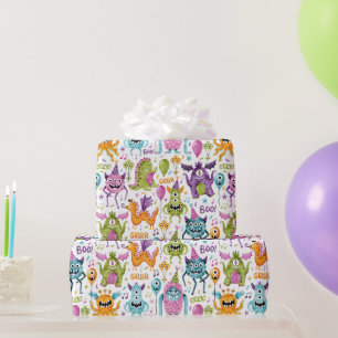 Papier Cadeau Amusant mignon petit monstre fête d'anniversaire