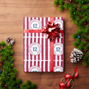 Papier Cadeau Amusant motif à aquarelle rayures de maïs rouge bl