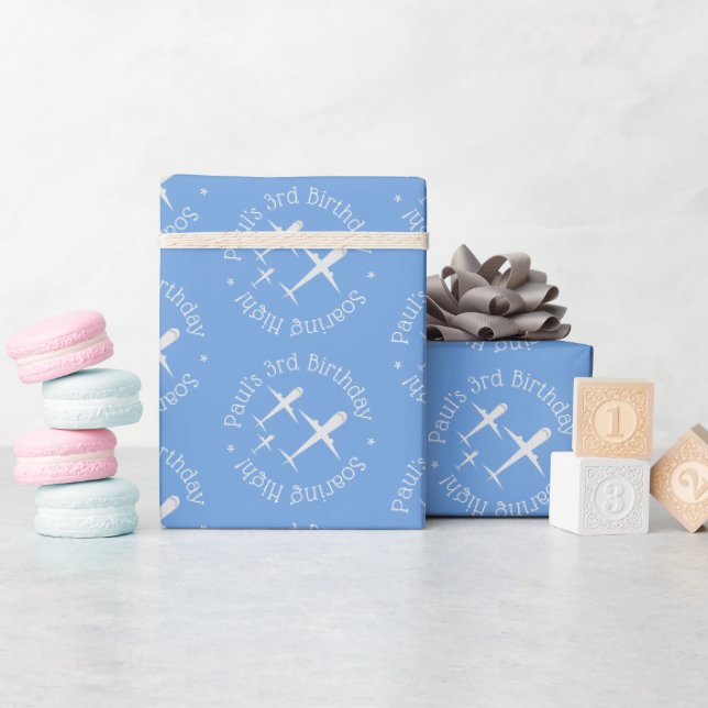 Papier Cadeau Amusant Personnalisé Avion d'anniversaire pour enf (Baby Shower)
