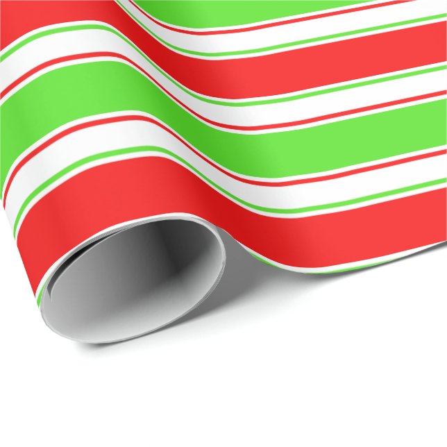 Papier Cadeau Amusant rouge, blanc, vert Motif inspiré de Noël (Coin rond)