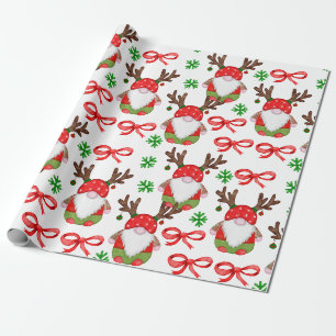 Papier Cadeau Amusante aquarelle Gnomes de Noël
